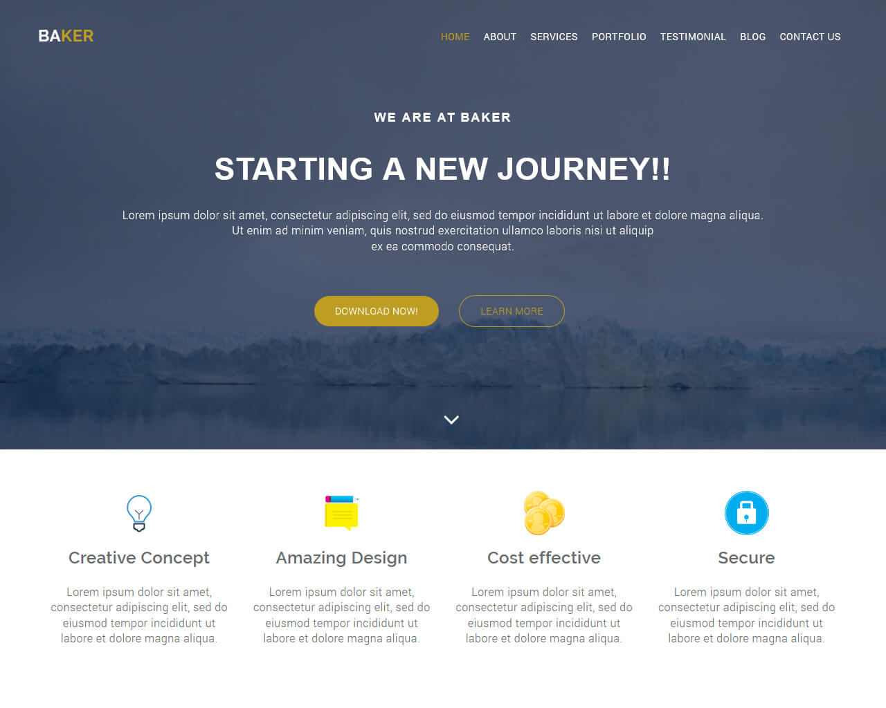 Baker – Free Onepage Bootstrap Theme