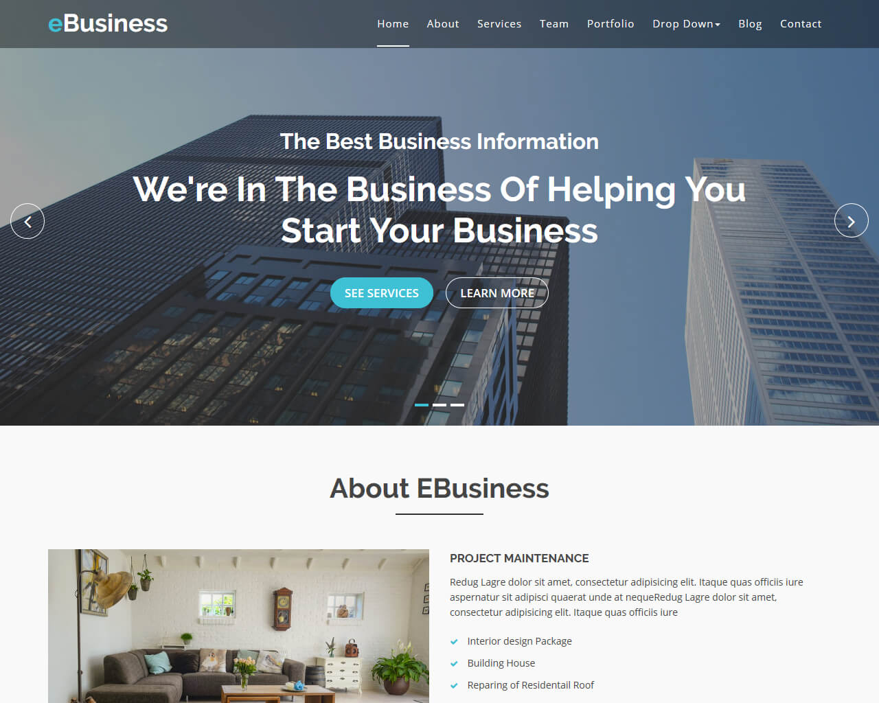 eBusiness - Free Bootstrap Business Theme
