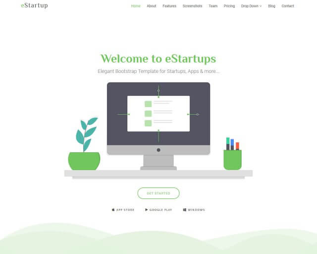 eStartup – Free Bootstrap Template for Startups, Apps and more