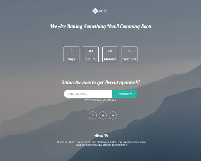 Maundy – Free Coming Soon Bootstrap Theme