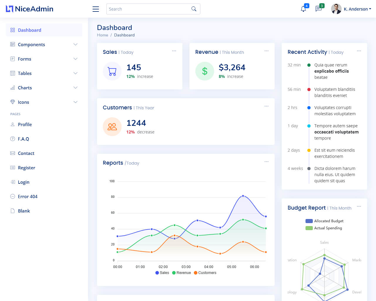 Nice Admin - Free bootstrap admin HTML template