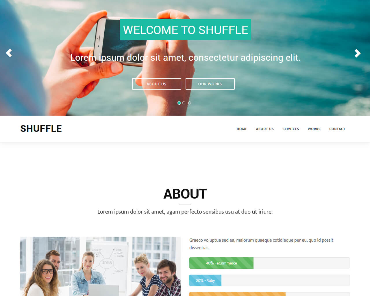 Bootstrap 3 one page template for free - Shuffle