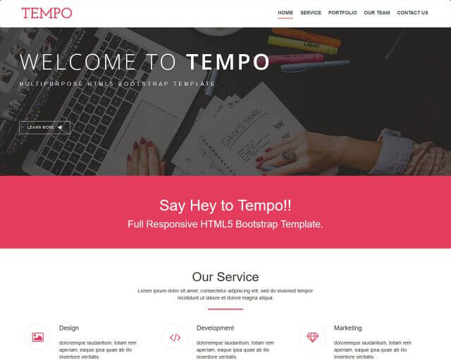 Tempo – Modern Free Onepage Bootstrap Theme